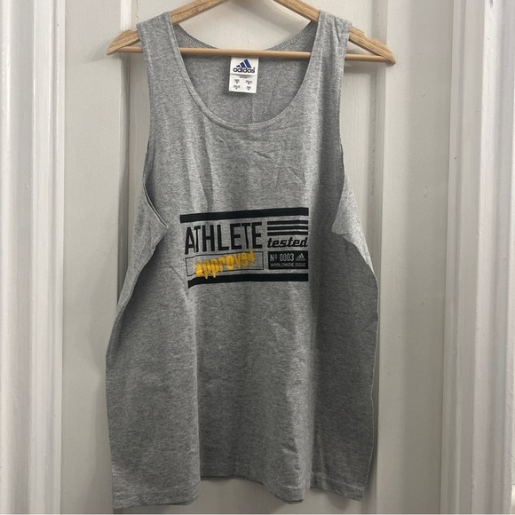 Adidas Gray Athlete Tested Cotton Blend Workout Tank Top, M - Picture 1 of 4